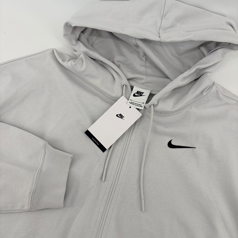 Nike Womens Loose Fit‎ Plus Full Zip Hoodie Light Grey DV4863-025 Size 2X NWT